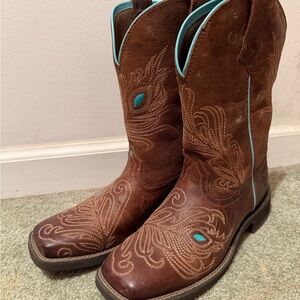 Ariat Brown Boots with Turquoise Details